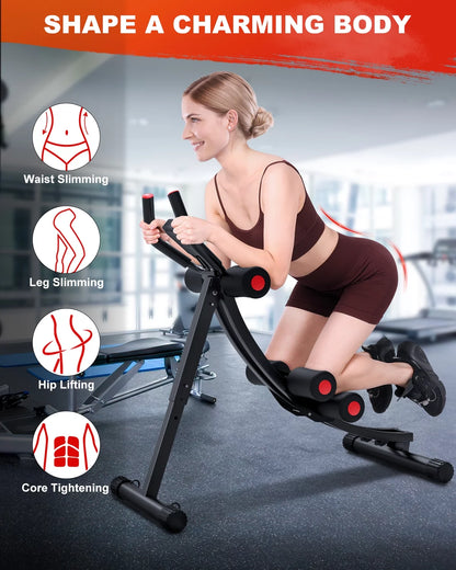 Foldable Ab Machine, Ab Workout Equipment for Home Gym,Core & Abdominal Trainer Fitness Equipment Max 440Lbs with LCD Display