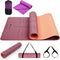 TPE Eco Friendly 1/4" Yoga Mat with Alignment Lines, Carrying Strap and BONUS Yoga Mat Towel, Perfect for Yoga, Pilates and Indoor/Outdoor Fitness