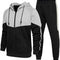 Men'S Hooded Athletic Tracksuit Sweatsuit Long Sleeve Full-Zip Jogging Sweatpants 2 Piece Patchwork Sportsuits