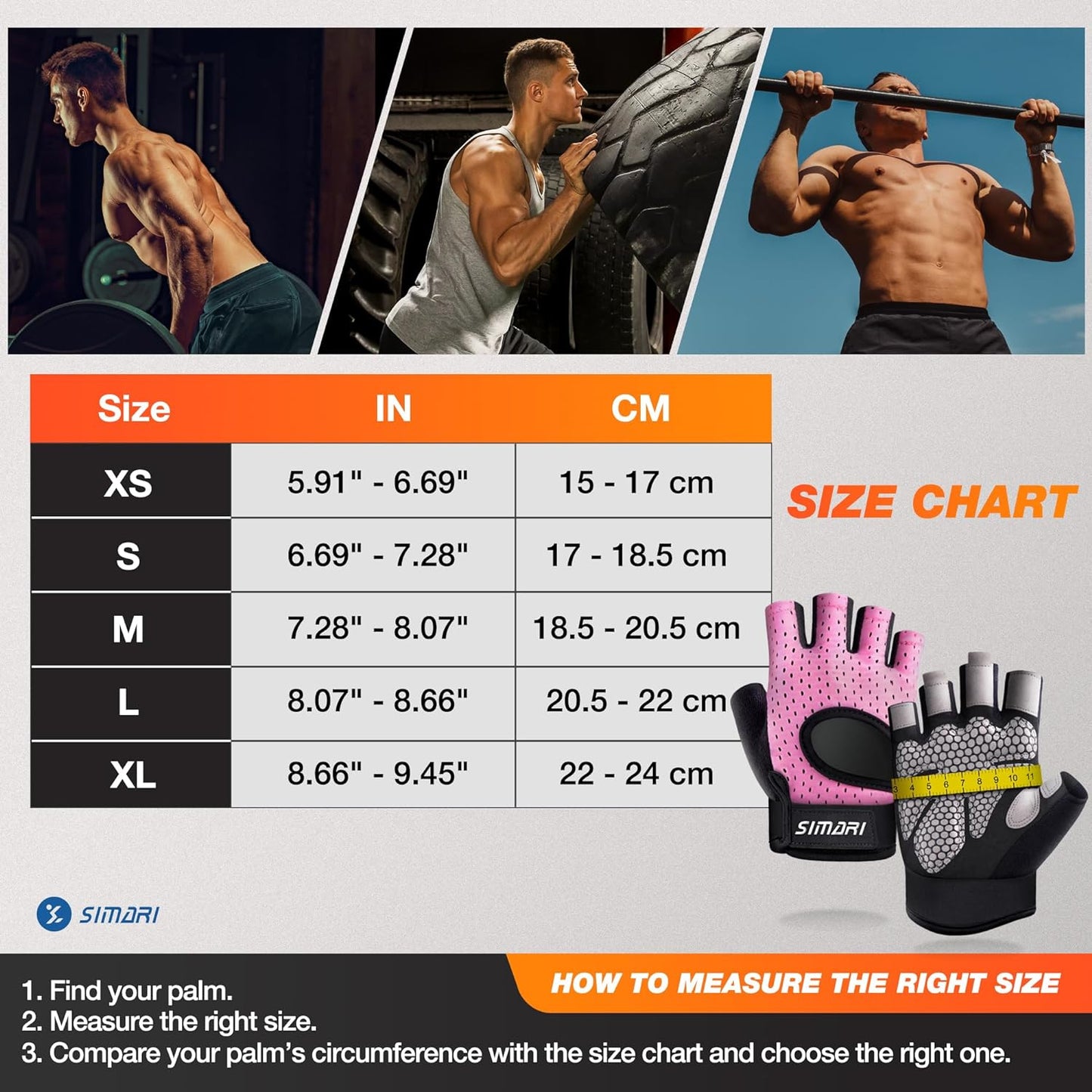 Breathable Workout Gloves for Men and Women, Padded Weight Lifting Gloves with Great Grip, Full Palm Protection for Gym Training, Cycling, Weightlifting, Exercise, Crossfit, Climbing